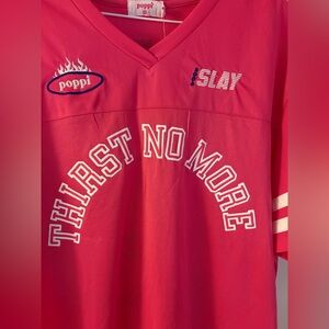NEW-POPPI Pink varsity jersey